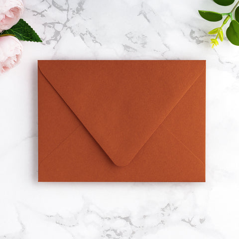 NingsPaper 50 Pieces A7 Euro Flap Envelopes, Burnt Orange 5x7 Envelopes