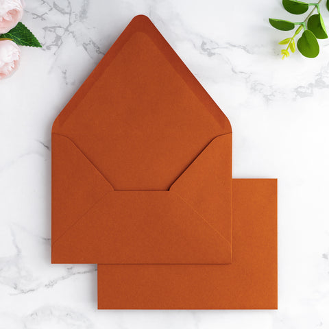 NingsPaper 50 Pieces A7 Euro Flap Envelopes, Burnt Orange 5x7 Envelopes