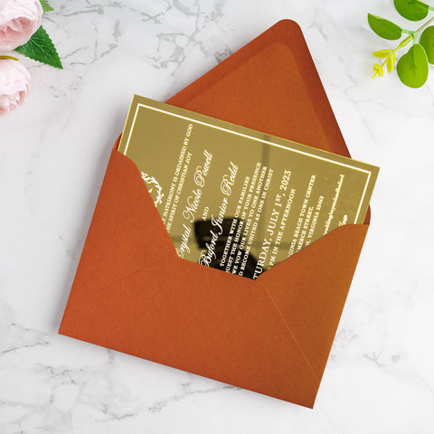NingsPaper 50 Pieces A7 Euro Flap Envelopes, Burnt Orange 5x7 Envelopes