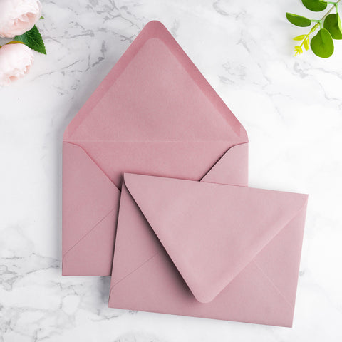NingsPaper 50 Pieces A7 Euro Flap Envelopes, Dusty Rose 5x7 Envelopes