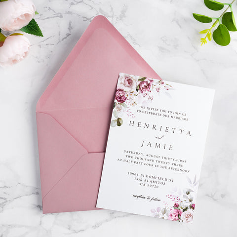 NingsPaper 50 Pieces A7 Euro Flap Envelopes, Dusty Rose 5x7 Envelopes