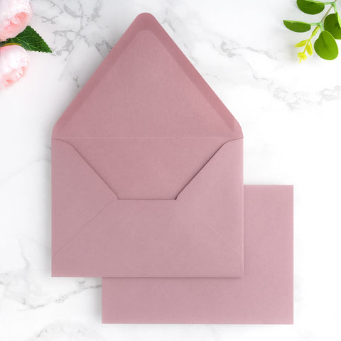 NingsPaper 50 Pieces A7 Euro Flap Envelopes, Dusty Rose 5x7 Envelopes