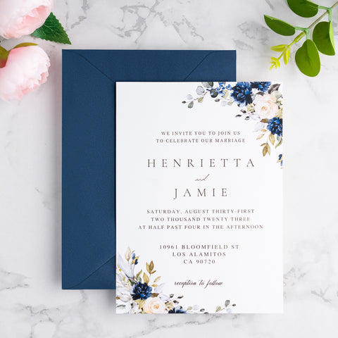 NingsPaper 50 Pieces A7 Euro Flap Envelopes, Navy Blue 5x7 Envelopes