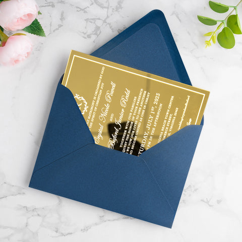 NingsPaper 50 Pieces A7 Euro Flap Envelopes, Navy Blue 5x7 Envelopes