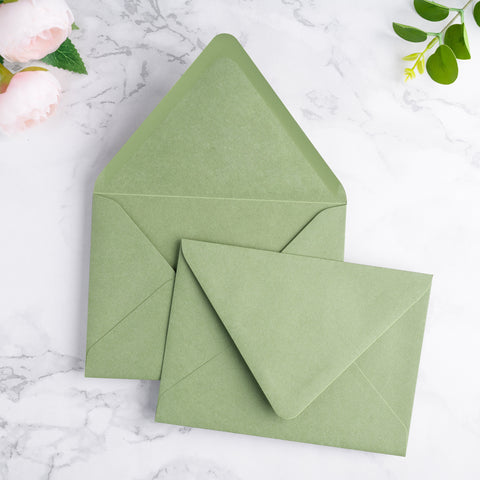 NingsPaper 50 Pieces A7 Euro Flap Envelopes, Sage Green 5x7 Envelopes