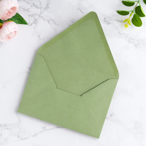 NingsPaper 50 Pieces A7 Euro Flap Envelopes, Sage Green 5x7 Envelopes