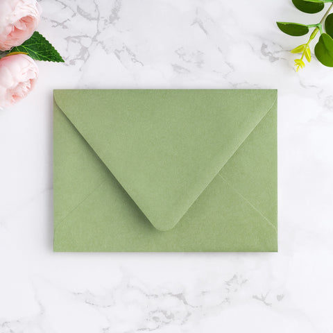NingsPaper 50 Pieces A7 Euro Flap Envelopes, Sage Green 5x7 Envelopes