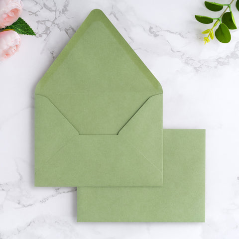 NingsPaper 50 Pieces A7 Euro Flap Envelopes, Sage Green 5x7 Envelopes