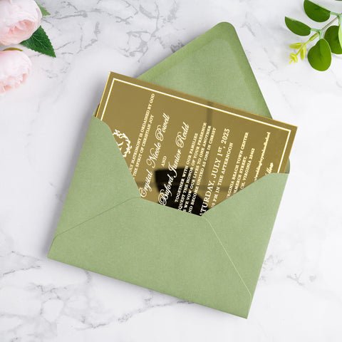 NingsPaper 50 Pieces A7 Euro Flap Envelopes, Sage Green 5x7 Envelopes