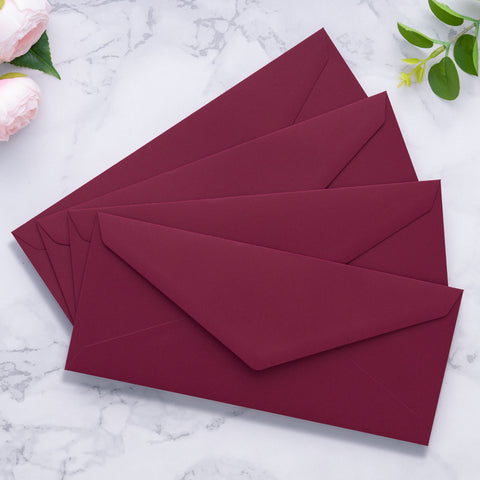 NingsPaper 50 Pieces #10 Business Envelopes, Burgundy 4-1/8 x 9-1/2 Inches