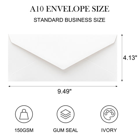 NingsPaper 50 Pieces #10 Business Envelopes, Ivory 4-1/8 x 9-1/2 Inches