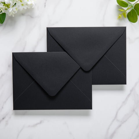 NingsPaper 50 Pieces Black A6 Envelopes 4 x 6 Envelopes with Gold Stickers