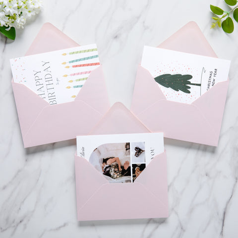 NingsPaper 50 Pieces Blush Pink A6 Envelopes 4 x 6 Envelopes with Gold Stickers