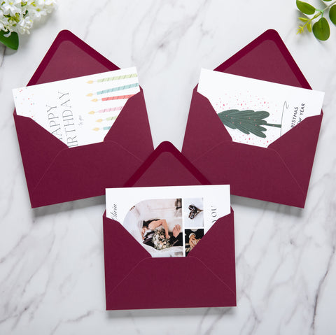 NingsPaper 50 Pieces Burgundy A6 Envelopes 4 x 6 Envelopes with Gold Stickers