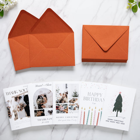 NingsPaper 50 Pieces Burnt Orange A6 Envelopes 4 x 6 Envelopes with Gold Stickers
