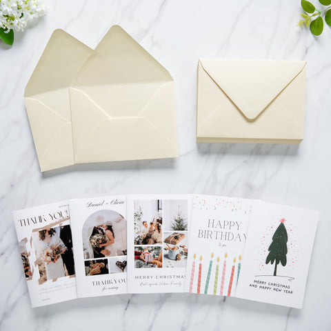 NingsPaper 50 Pieces Cream A6 Envelopes 4 x 6 Envelopes with Gold Stickers