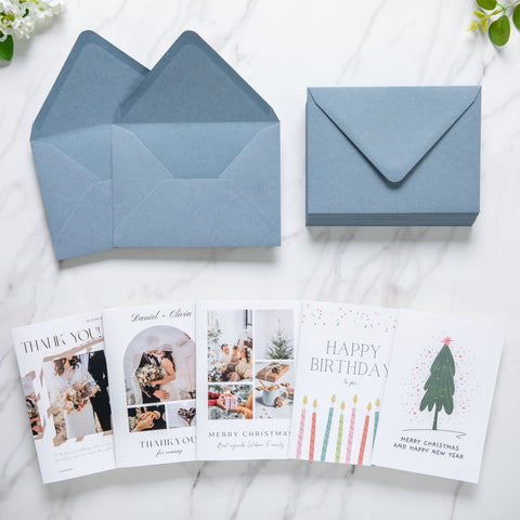 NingsPaper 50 Pieces Dusty Blue A6 Envelopes 4 x 6 Envelopes with Gold Stickers
