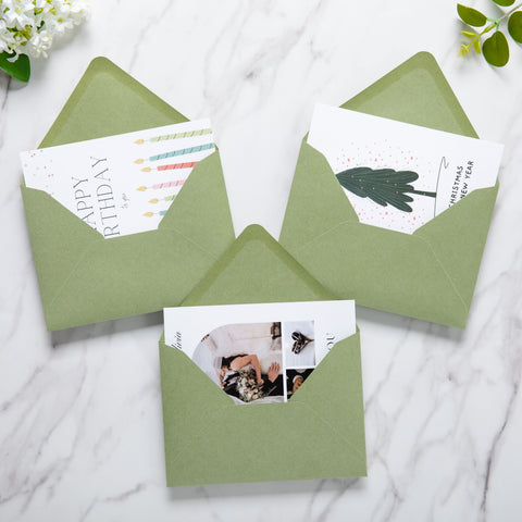 NingsPaper 50 Pieces Sage Green A6 Envelopes 4 x 6 Envelopes with Gold Stickers