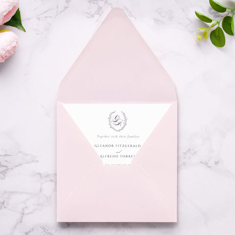 NingsPaper 50 Pieces Blush Pink Square Envelopes, Euro Flap Black Envelopes