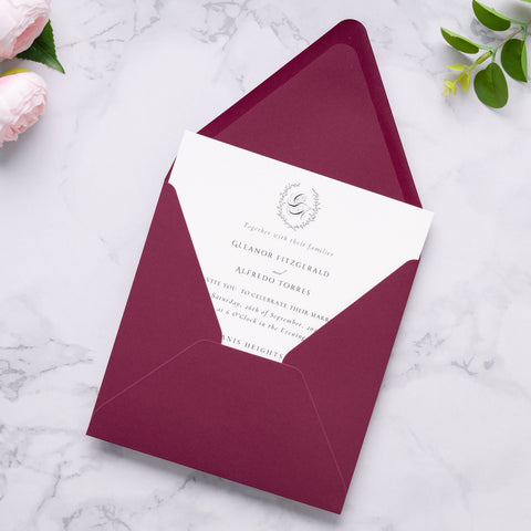 NingsPaper 50 Pieces Burgundy Square Envelopes, Euro Flap Black Envelopes