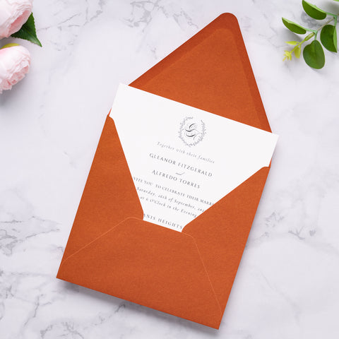 NingsPaper 50 Pieces Burnt Orange Square Envelopes, Euro Flap Black Envelopes