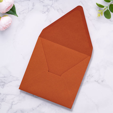 NingsPaper 50 Pieces Burnt Orange Square Envelopes, Euro Flap Black Envelopes