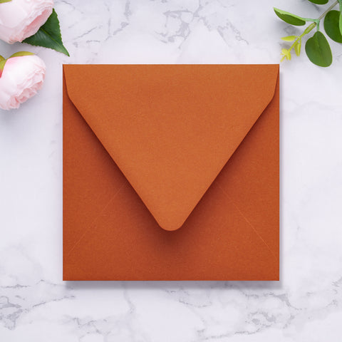 NingsPaper 50 Pieces Burnt Orange Square Envelopes, Euro Flap Black Envelopes