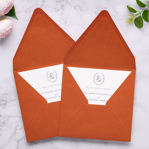 NingsPaper 50 Pieces Burnt Orange Square Envelopes, Euro Flap Black Envelopes