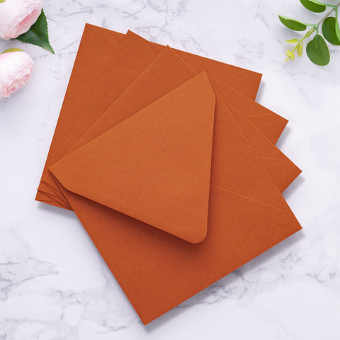NingsPaper 50 Pieces Burnt Orange Square Envelopes, Euro Flap Black Envelopes
