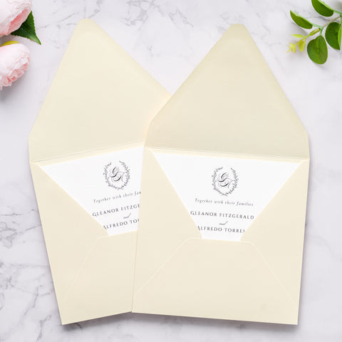 NingsPaper 50 Pieces Cream Square Envelopes, Euro Flap Black Envelopes