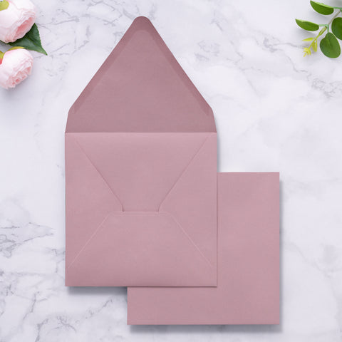 NingsPaper 50 Pieces Dusty Rose Square Envelopes, Euro Flap Black Envelopes