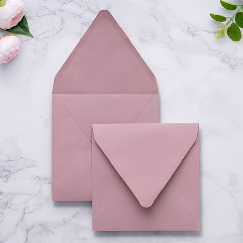 NingsPaper 50 Pieces Dusty Rose Square Envelopes, Euro Flap Black Envelopes