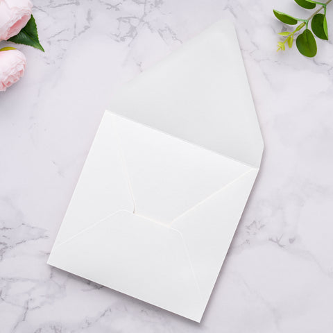 NingsPaper 50 Pieces Ivory Square Envelopes, Euro Flap Black Envelopes