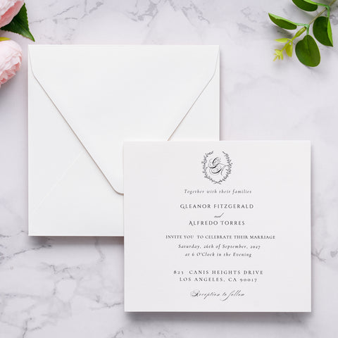 NingsPaper 50 Pieces Ivory Square Envelopes, Euro Flap Black Envelopes