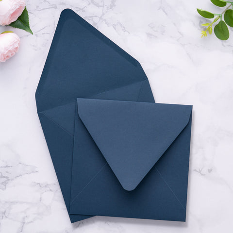 NingsPaper 50 Pieces Navy Blue Square Envelopes, Euro Flap Black Envelopes
