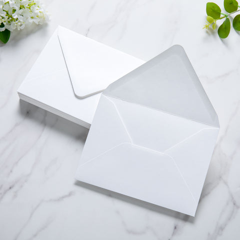 NingsPaper 50 Pieces White A6 Envelopes 4 x 6 Envelopes with Gold Stickers