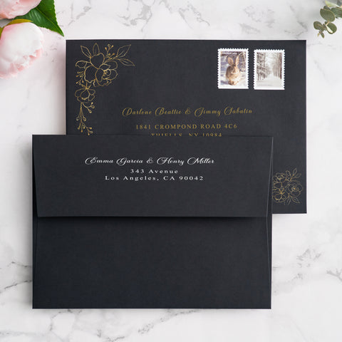 NingsPaper 50 Pieces  A7 5 x 7'' Black Self Seal Envelopes