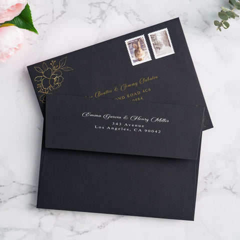 NingsPaper 50 Pieces  A7 5 x 7'' Black Self Seal Envelopes