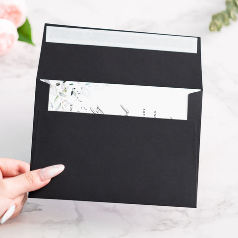 NingsPaper 50 Pieces  A7 5 x 7'' Black Self Seal Envelopes