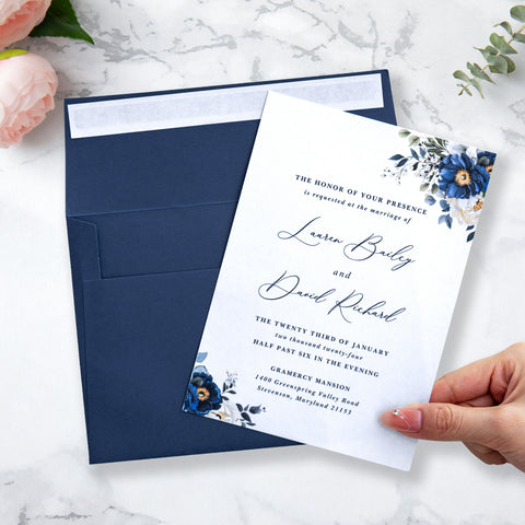 NingsPaper 50 Pieces  A7 5 x 7'' Navy Blue Self Seal Envelopes