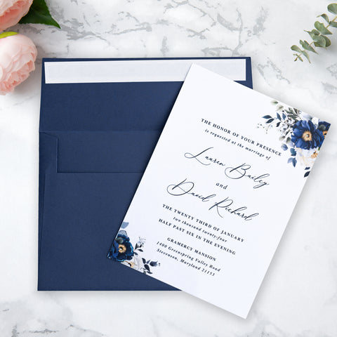 NingsPaper 50 Pieces  A7 5 x 7'' Navy Blue Self Seal Envelopes