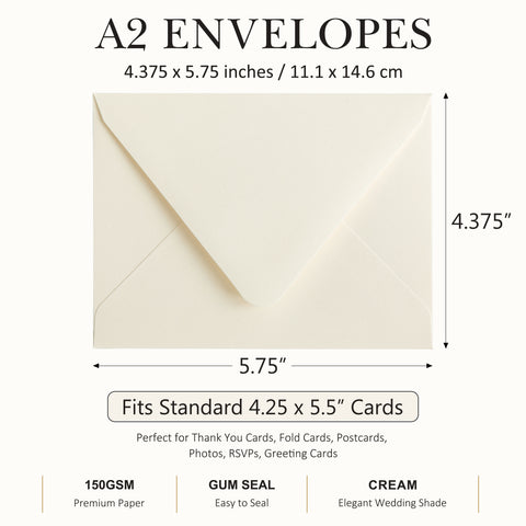 NingsPaper 50 Pieces Cream A2 Envelopes for 4.25×5.5 Cards