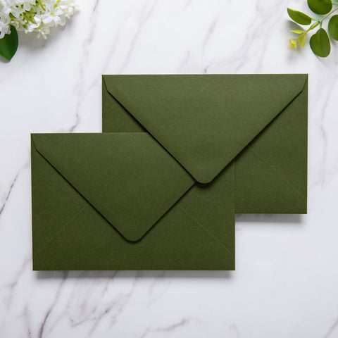 NingsPaper 50 Pieces A8 Envelopes, Large 5x7 Olive Green Envelopes