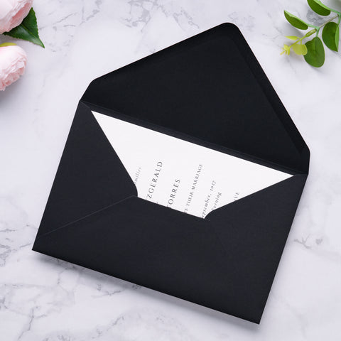 NingsPaper A9 Envelopes, 5.75 x 8.75'' Black Wedding Mailing Envelopes
