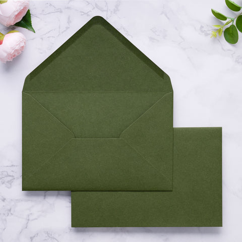 NingsPaper A9 Envelopes, 5.75 x 8.75'' Olive Green Wedding Mailing Envelopes