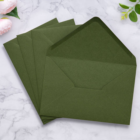 NingsPaper A9 Envelopes, 5.75 x 8.75'' Olive Green Wedding Mailing Envelopes