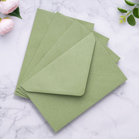 NingsPaper A9 Envelopes, 5.75 x 8.75'' Sage Green Wedding Mailing Envelopes