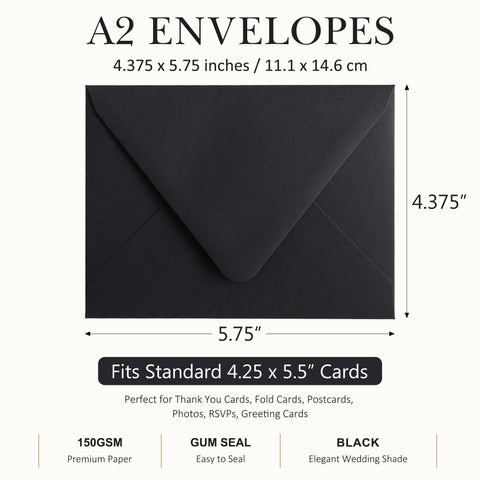 NingsPaper 50 Pieces Black A2 Envelopes for 4.25×5.5 Cards