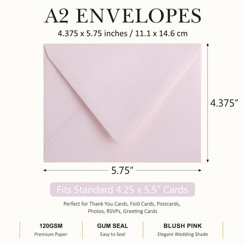 NingsPaper 50 Pieces Blush Pink A2 Envelopes for 4.25×5.5 Cards