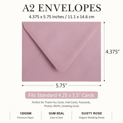 NingsPaper 50 Pieces Dusty Rose A2 Envelopes for 4.25×5.5 Cards